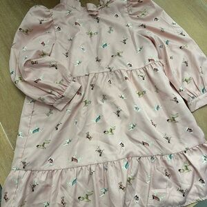 Janie and Jack Pink Dress with Animal Design